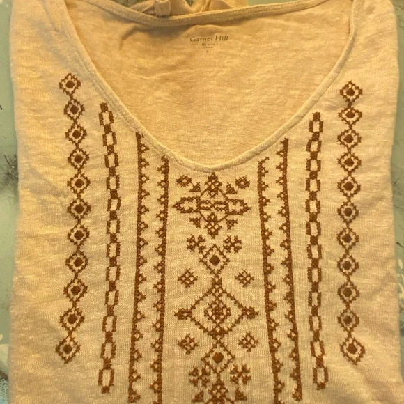 Boho Embroidered Top in Dusty Pink and Brown - Picture 8 of 12